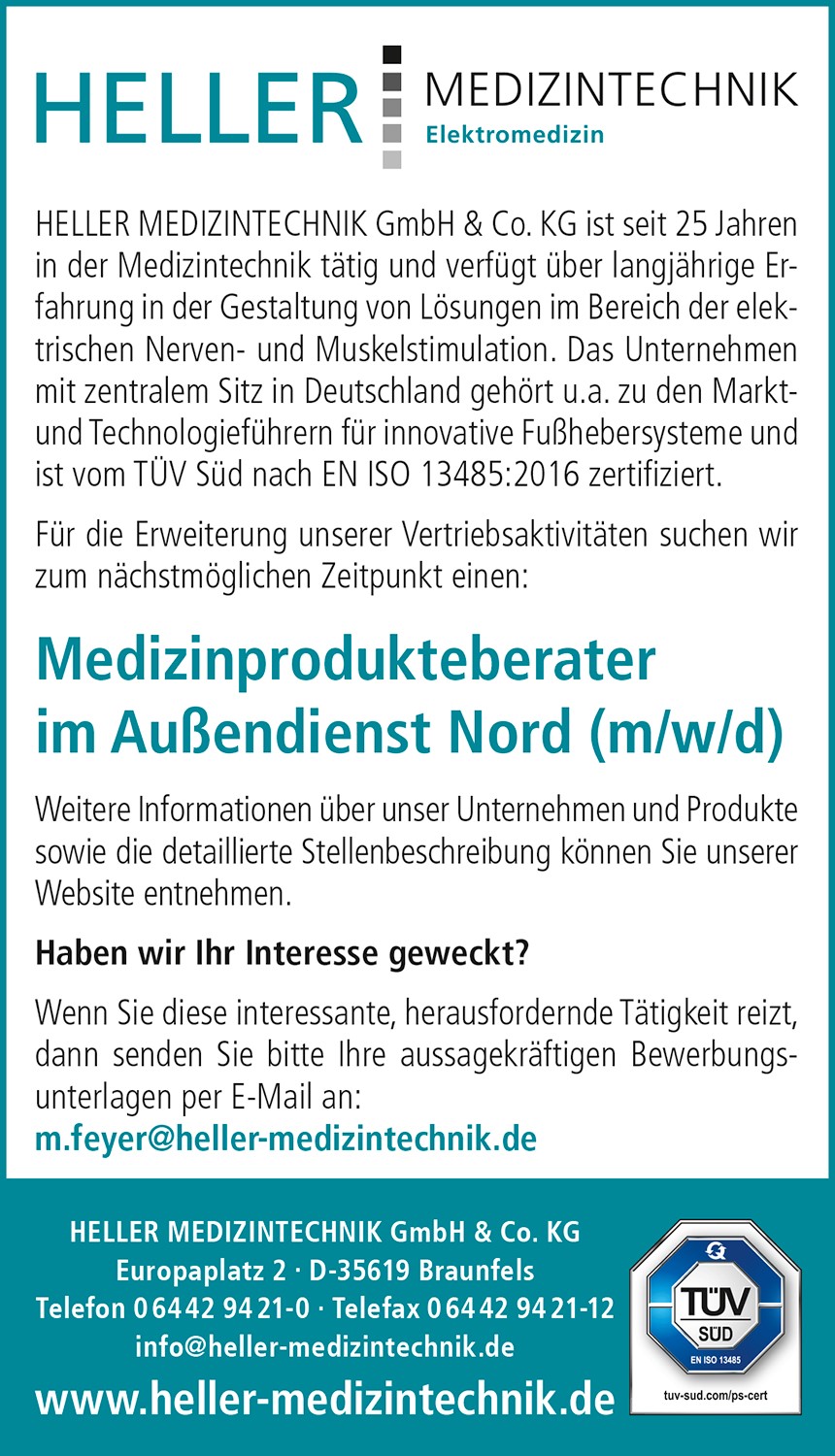 Stellenanzeige Medizinprodukteberater Nord