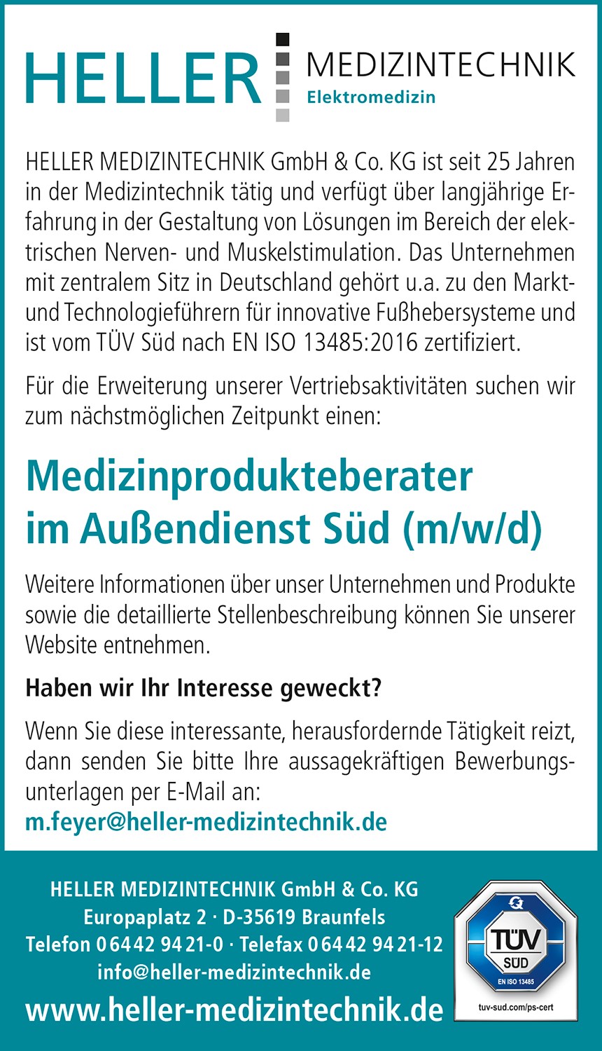 Stellenanzeige Medizinprodukteberater Süd