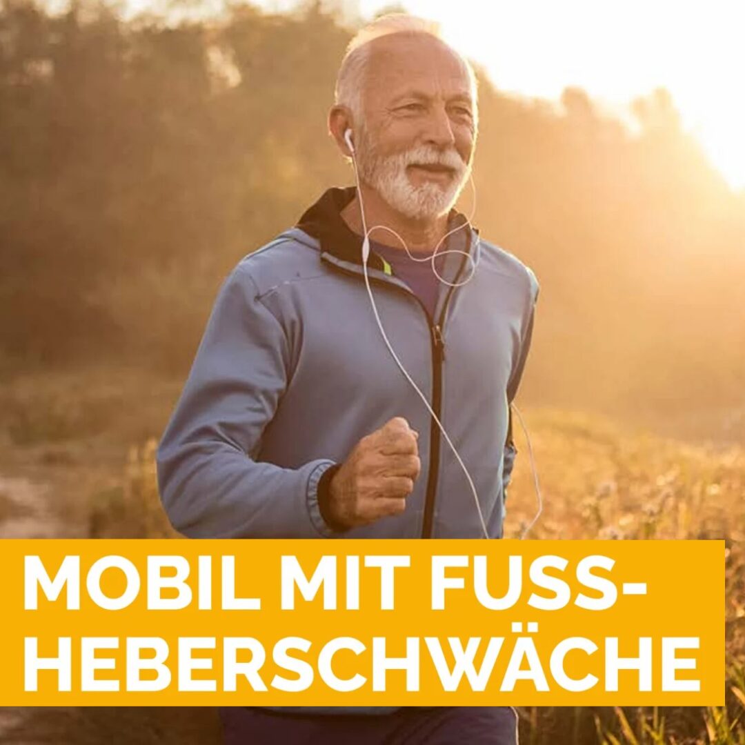 Mobil mit Fussheberschwäche, Mann joggt im Freien